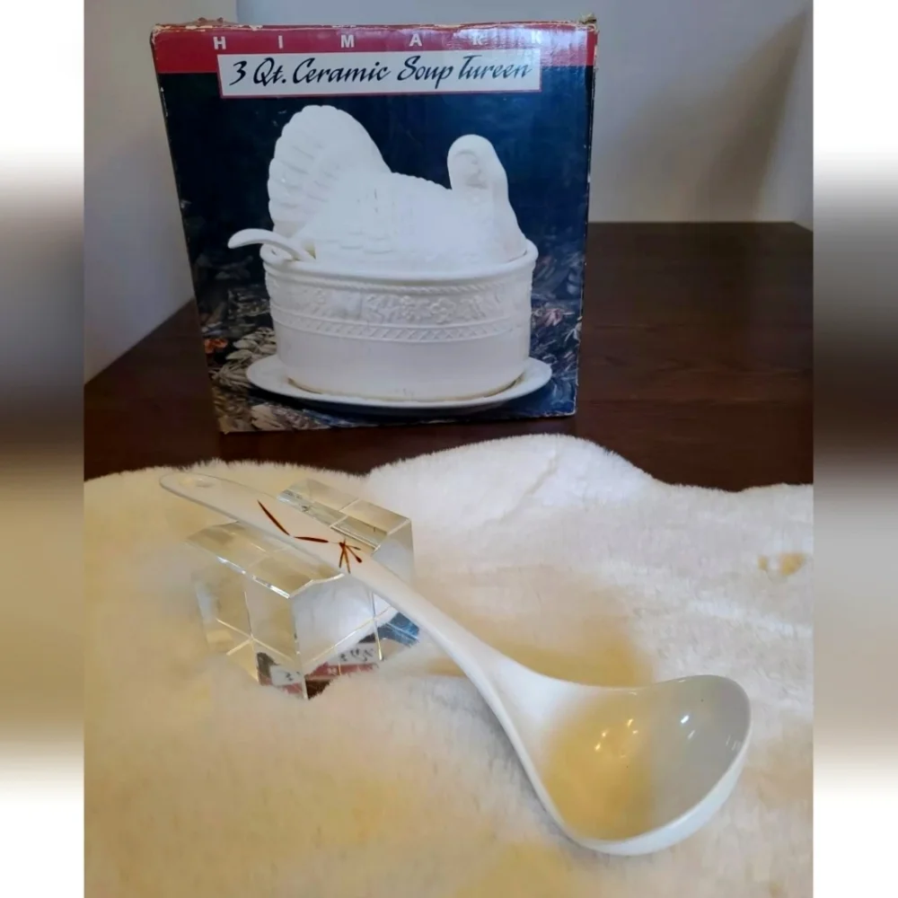 Vtg 4pc Himark 3qt Ceramic Soup Tureen Ches. Collection Japan Turkey Centerpiece - Picture 16 of 16